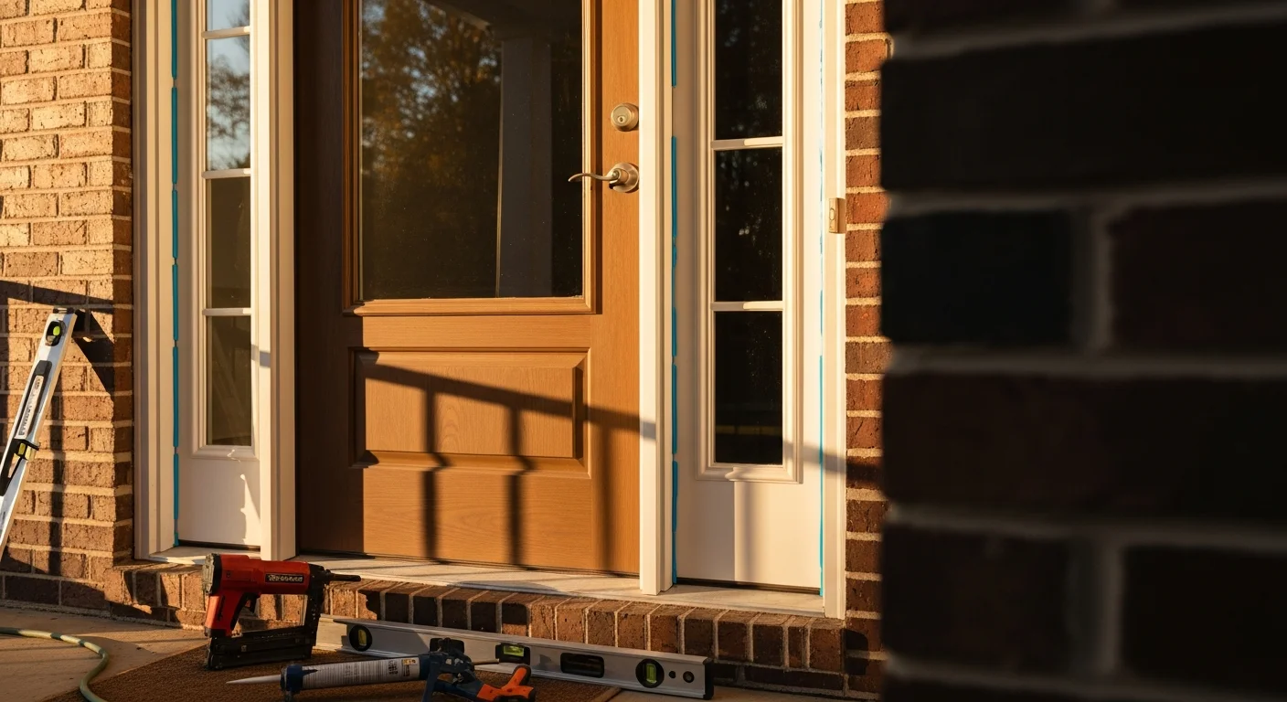 New vinyl windows installed on residential home exterior
