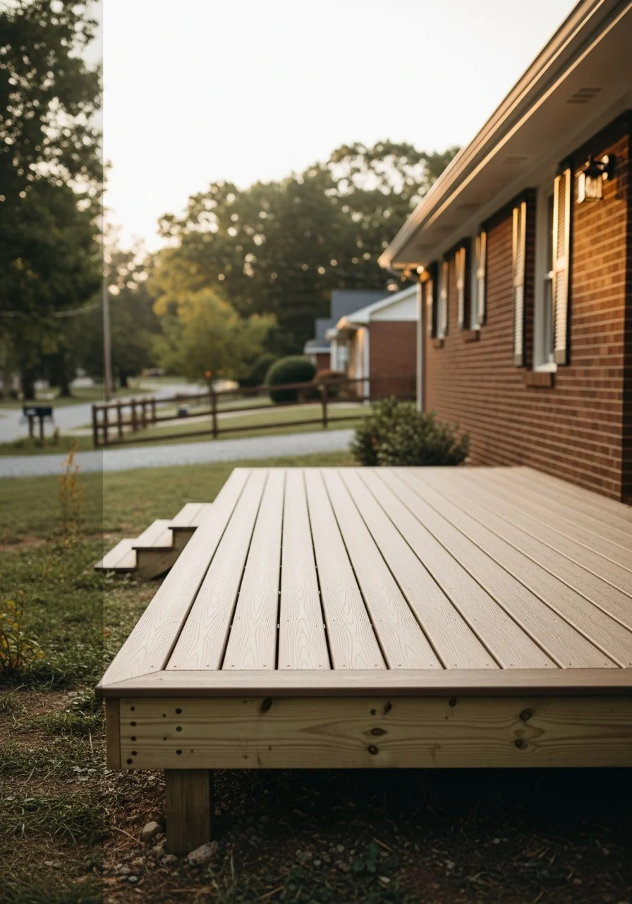 Custom deck and patio installation in Mocksville residential area